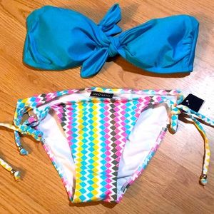 Blue & colorful bottom bikini
